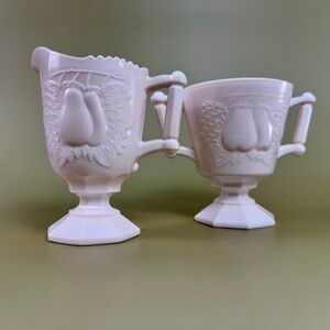 Jeannette Shell Pink Milk Glass Sugar & Creamer | BALT Pear Pattern
